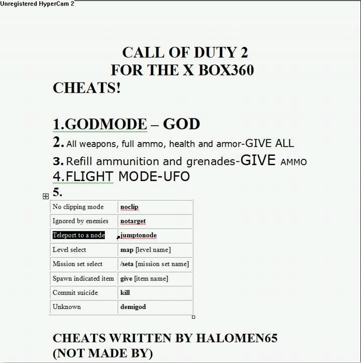 call of duty finest hour cheats